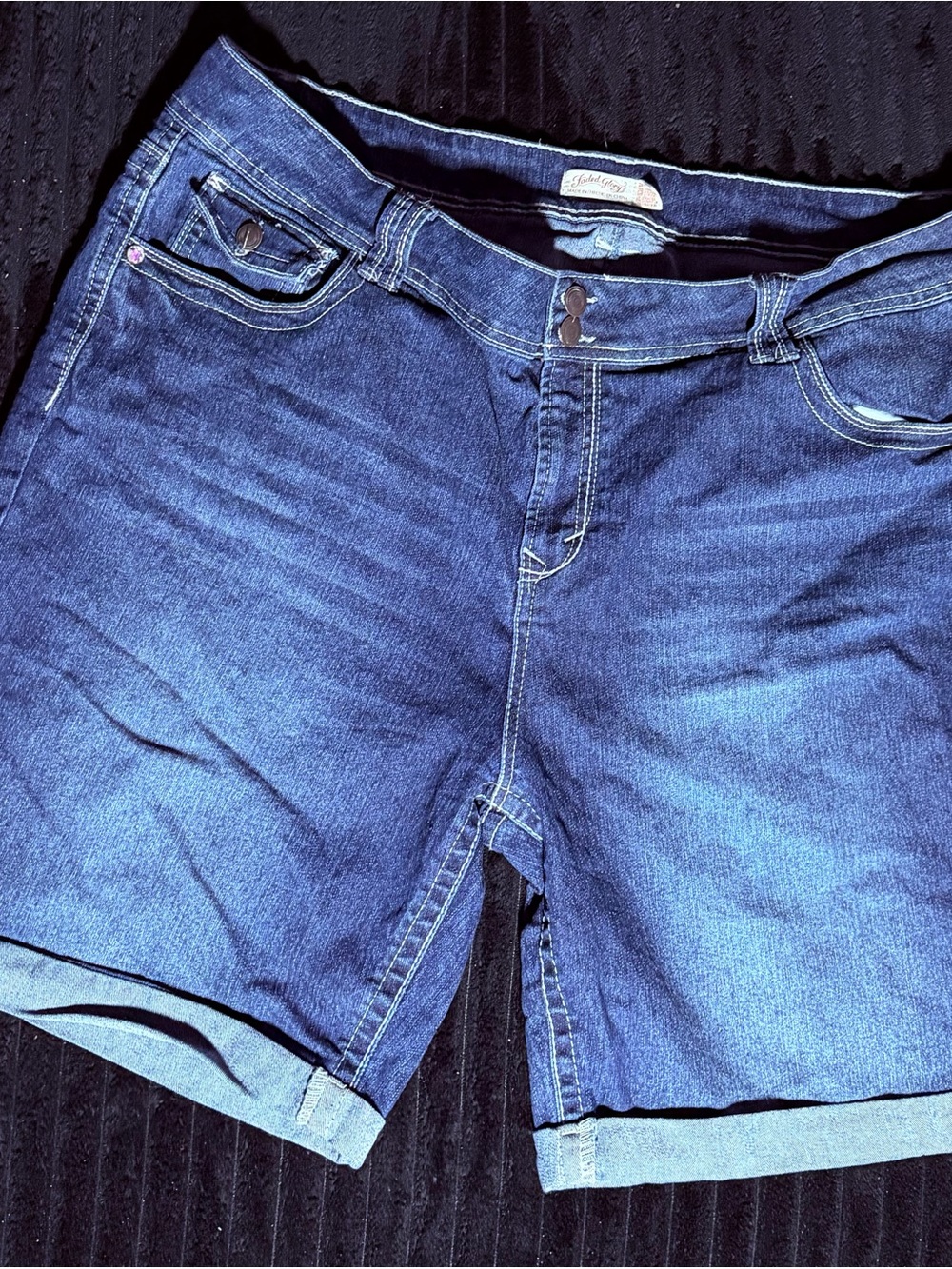 Faded Glory Blue Denim Roll-Cuff Shorts